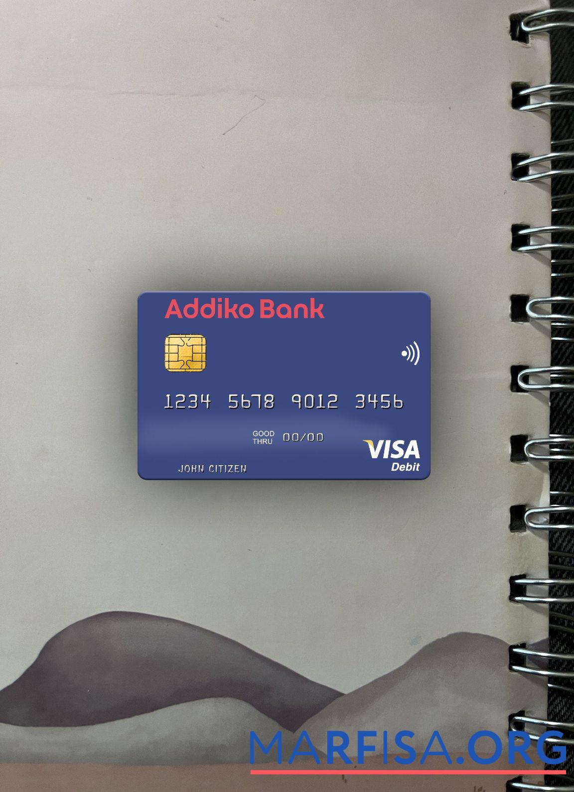 Blank Slovenia Addiko Bank visa debit card photolook front sample